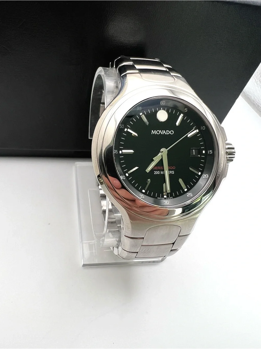 Movado Men's Silver Stainless Steel Watch with Black Dial